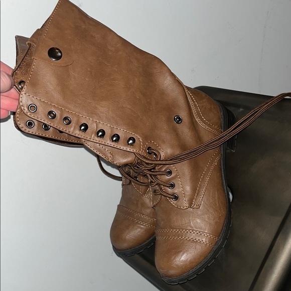 Brown Lace-Up Women's Boots - Picture 5 of 6
